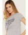 Image #2 - Youth in Revolt Women's Cowboy Tears Off The Shoulder Short Sleeve Graphic Tee, Grey, hi-res