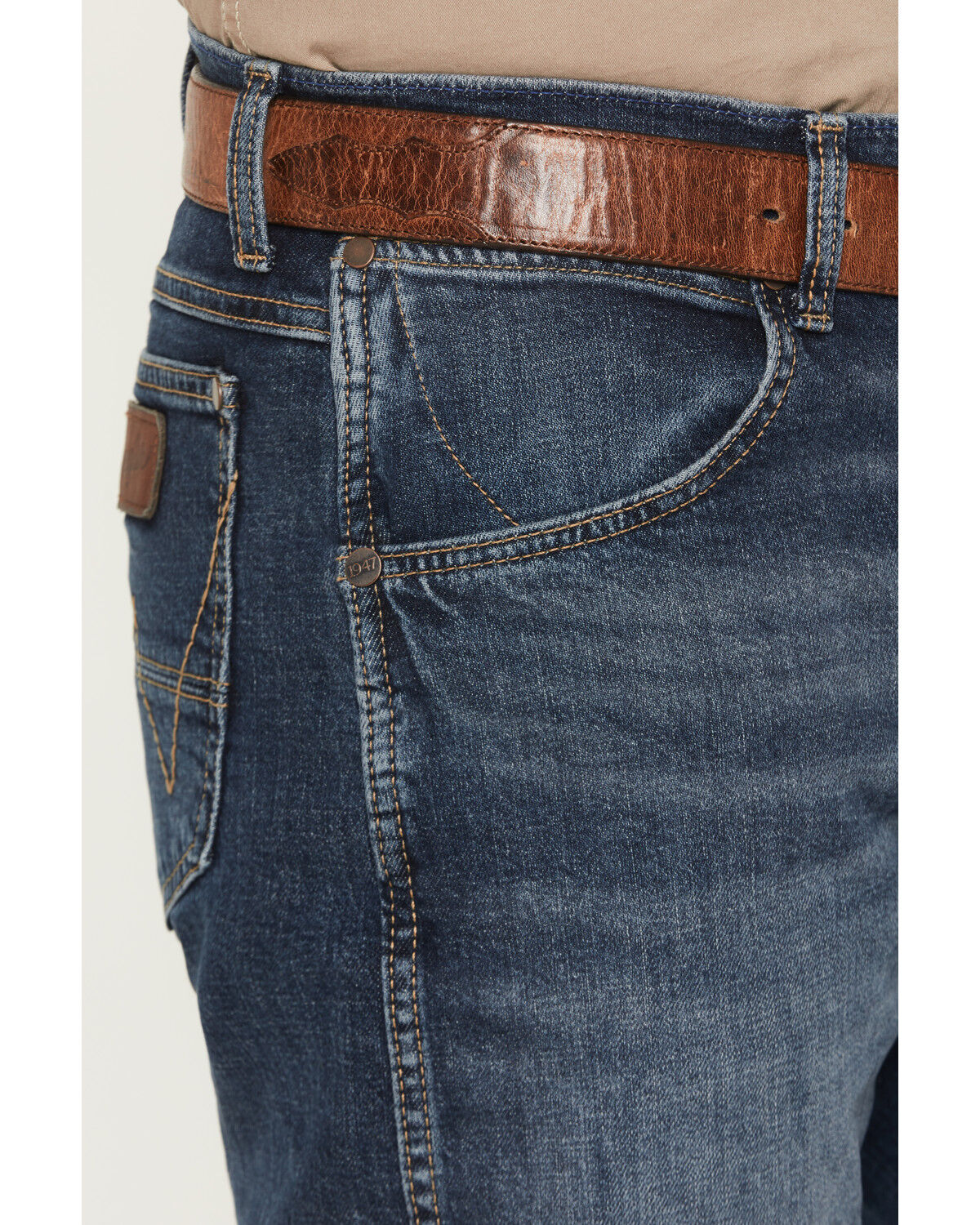 Image #2 - Wrangler Retro Men's 77MWZ Hoffman Dark Wash Slim Bootcut Stretch Denim Jeans, Dark Wash, hi-res
