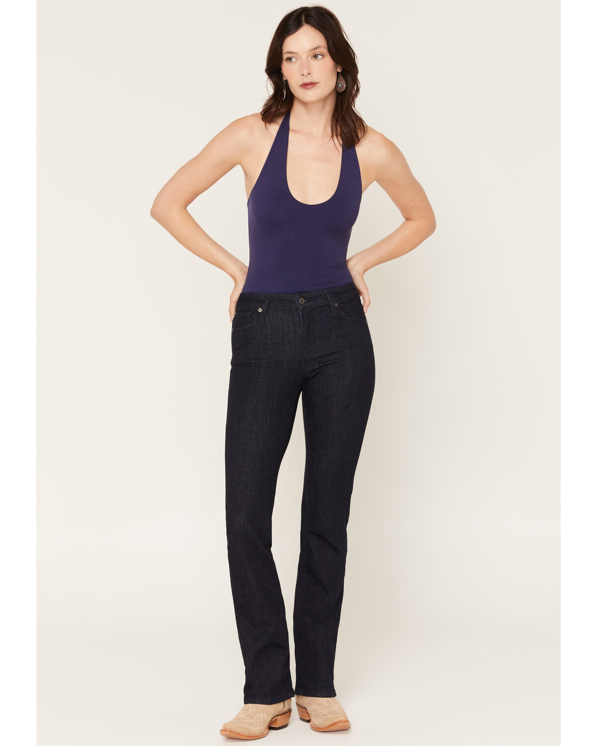 Image #1 - Haala Women's Vintage Dark Wash Venice Bootcut Stretch Denim Jeans, Dark Wash, hi-res