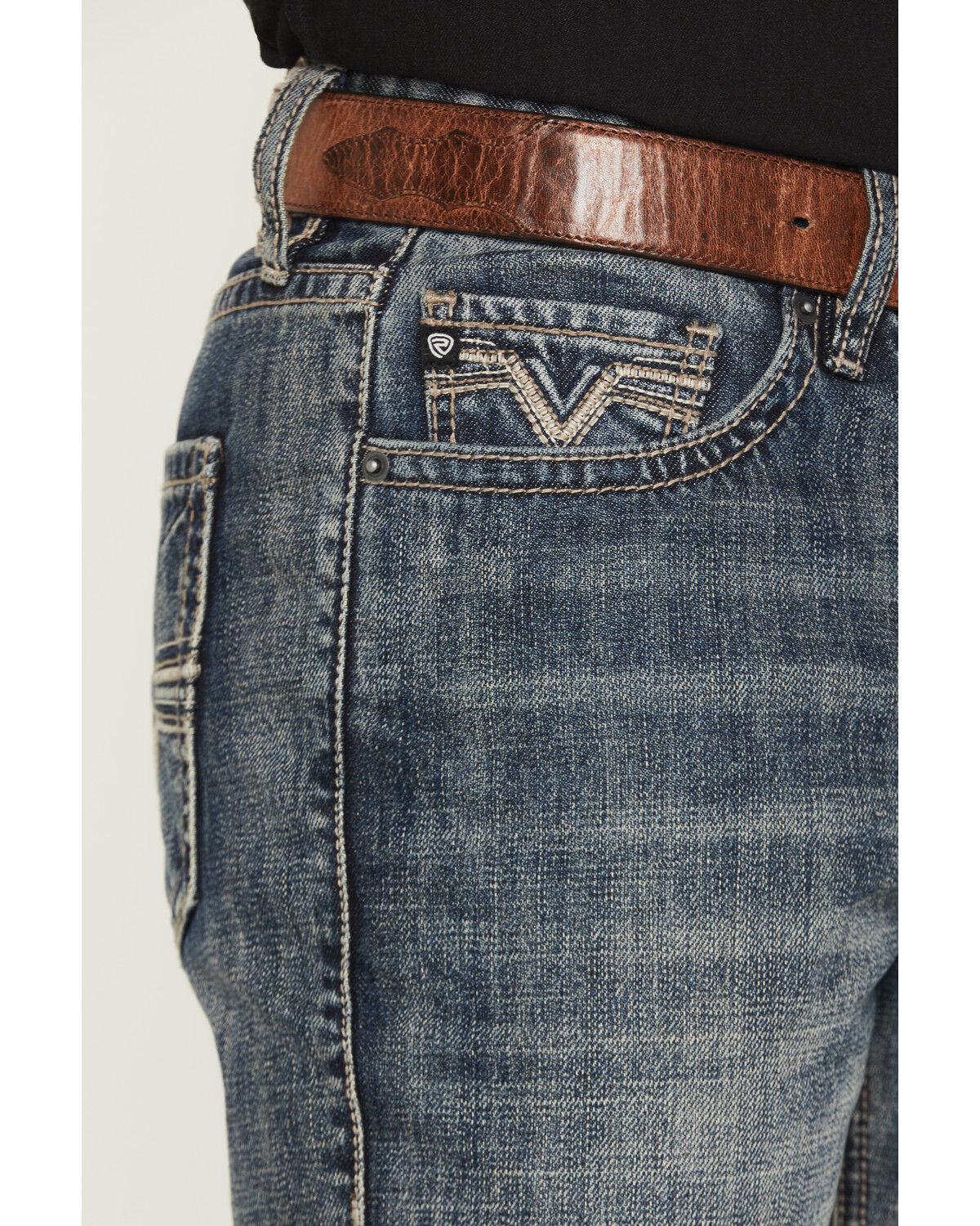 Image #2 - Rock & Roll Denim Men's Double Barrel Medium Wash Relaxed Straight Boot Denim Jeans, Medium Wash, hi-res
