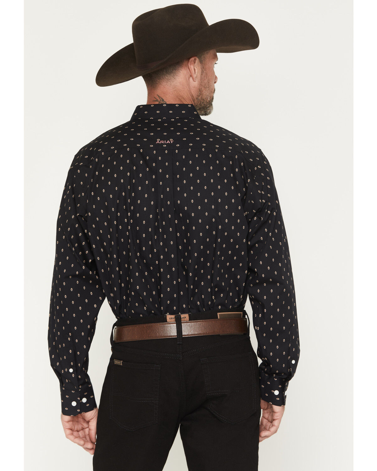 Image #4 - Ariat Men's Wrinkle Free Asher Geo Print Long Sleeve Button-Down Western Shirt - Big, Black, hi-res