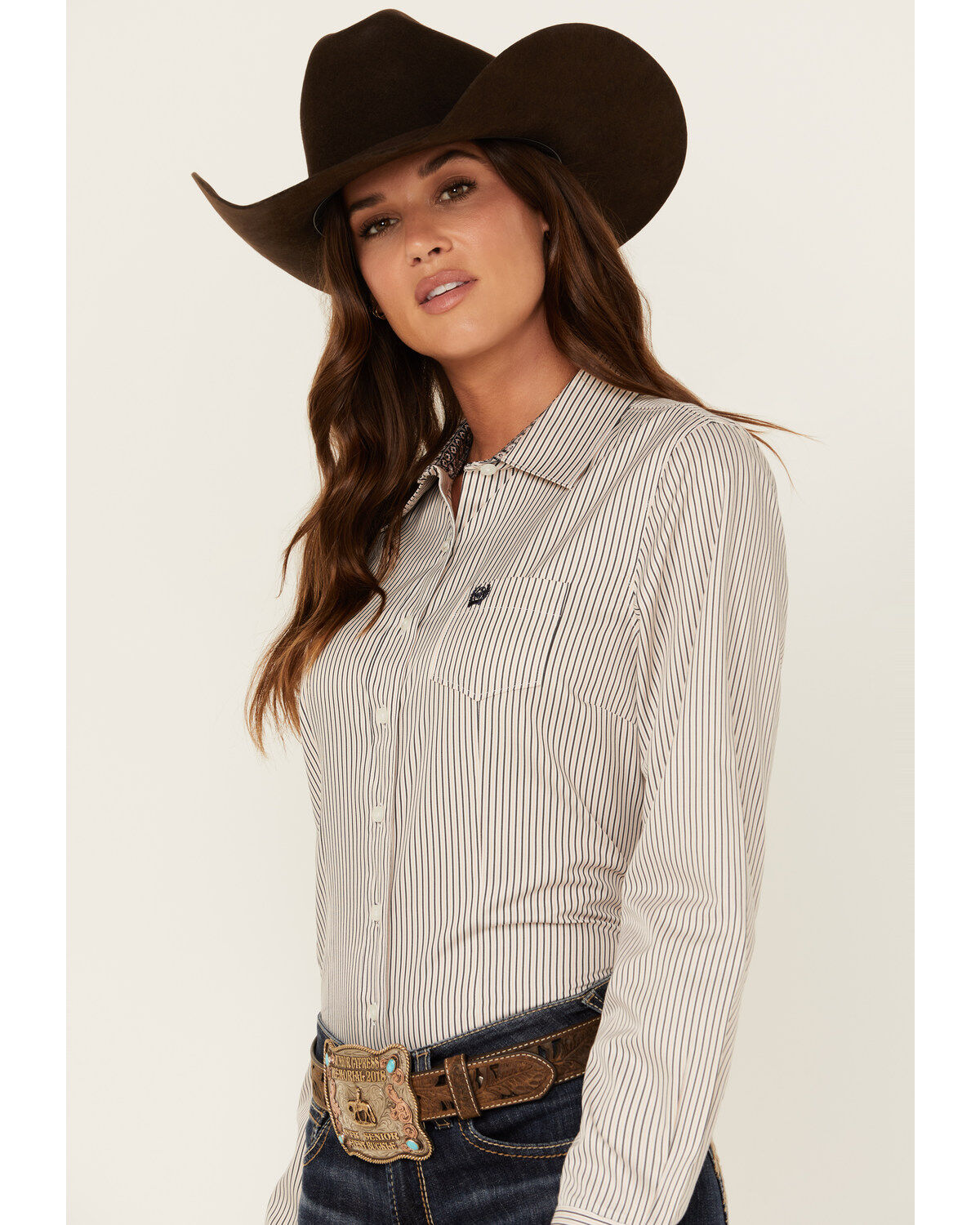 Image #2 - Cinch Women's TENCEL&trade; Striped Long Sleeve Button Down Western Shirt, Purple, hi-res