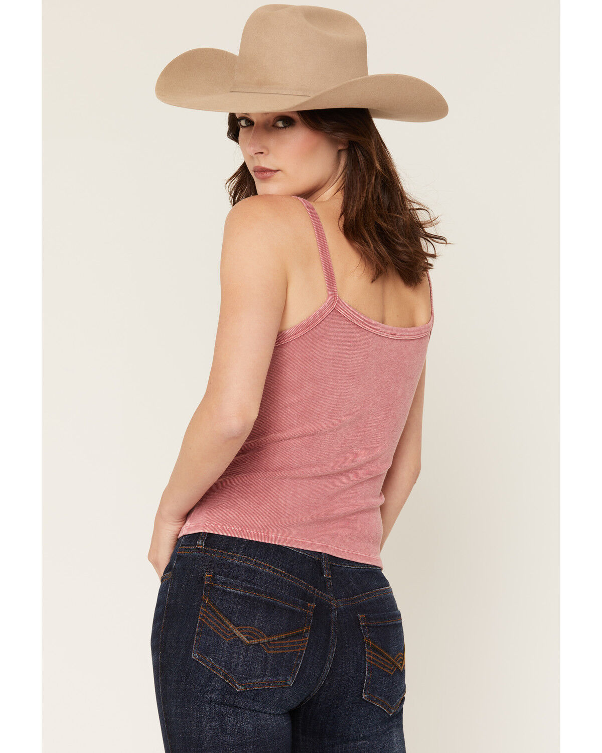 Image #4 - Wild Moss Women's Solid Rib Knit Tank Top, Mauve, hi-res