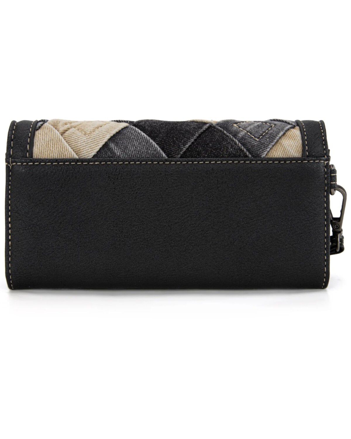 Image #2 - Wrangler Women's Denim Woven Tri-Fold Wristlet Wallet, Black, hi-res