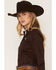 Image #2 - Cinch Women's Solid Long Sleeve Button-Down Western Shirt, Brown, hi-res