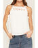 Image #3 - Eyeshadow Women's Cross Stitch Embroidered Lace Trim Tank, White, hi-res