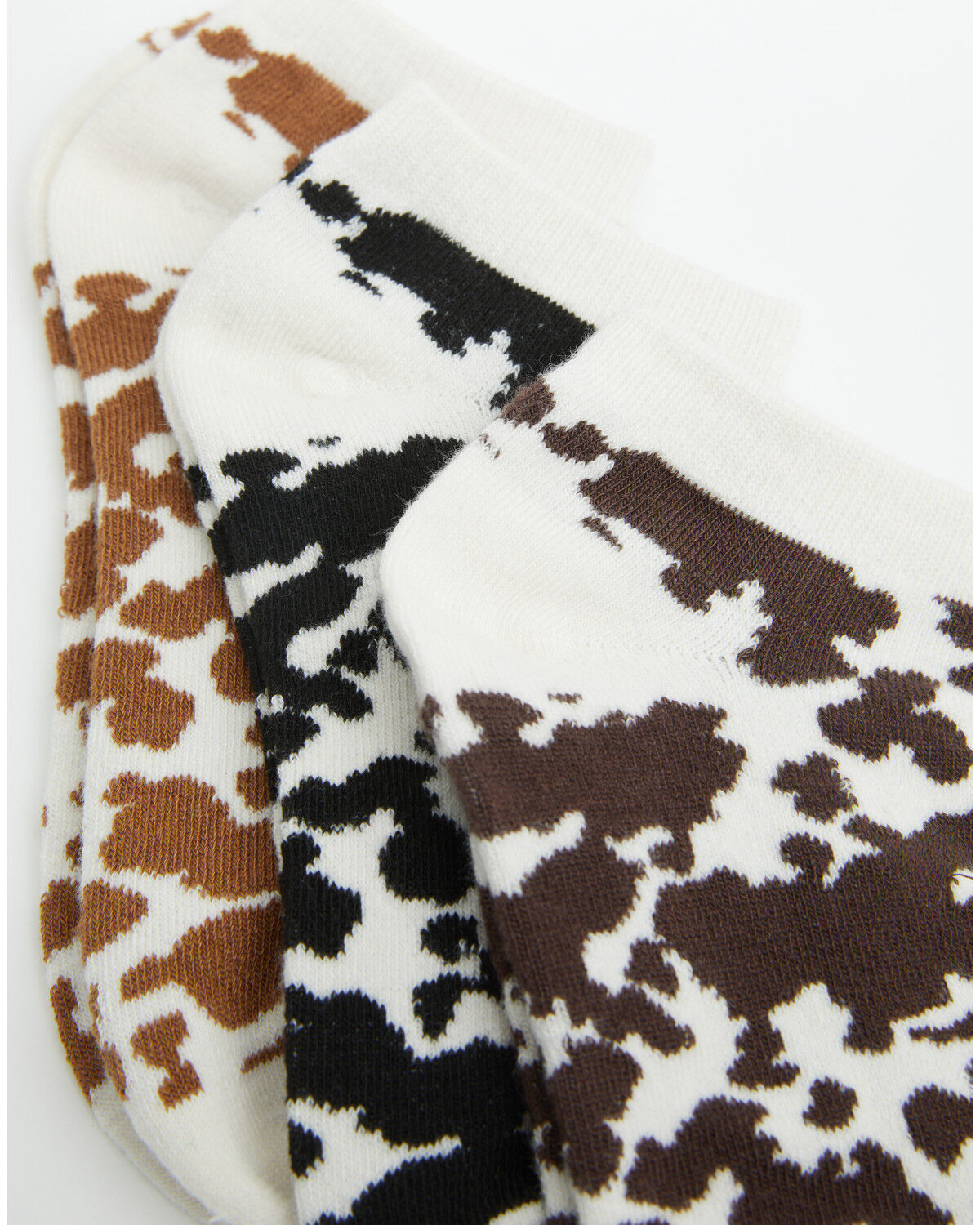 Image #2 - Boot Barn Women's Scout Cow Print No Show Socks - 3 Pack, Brown, hi-res