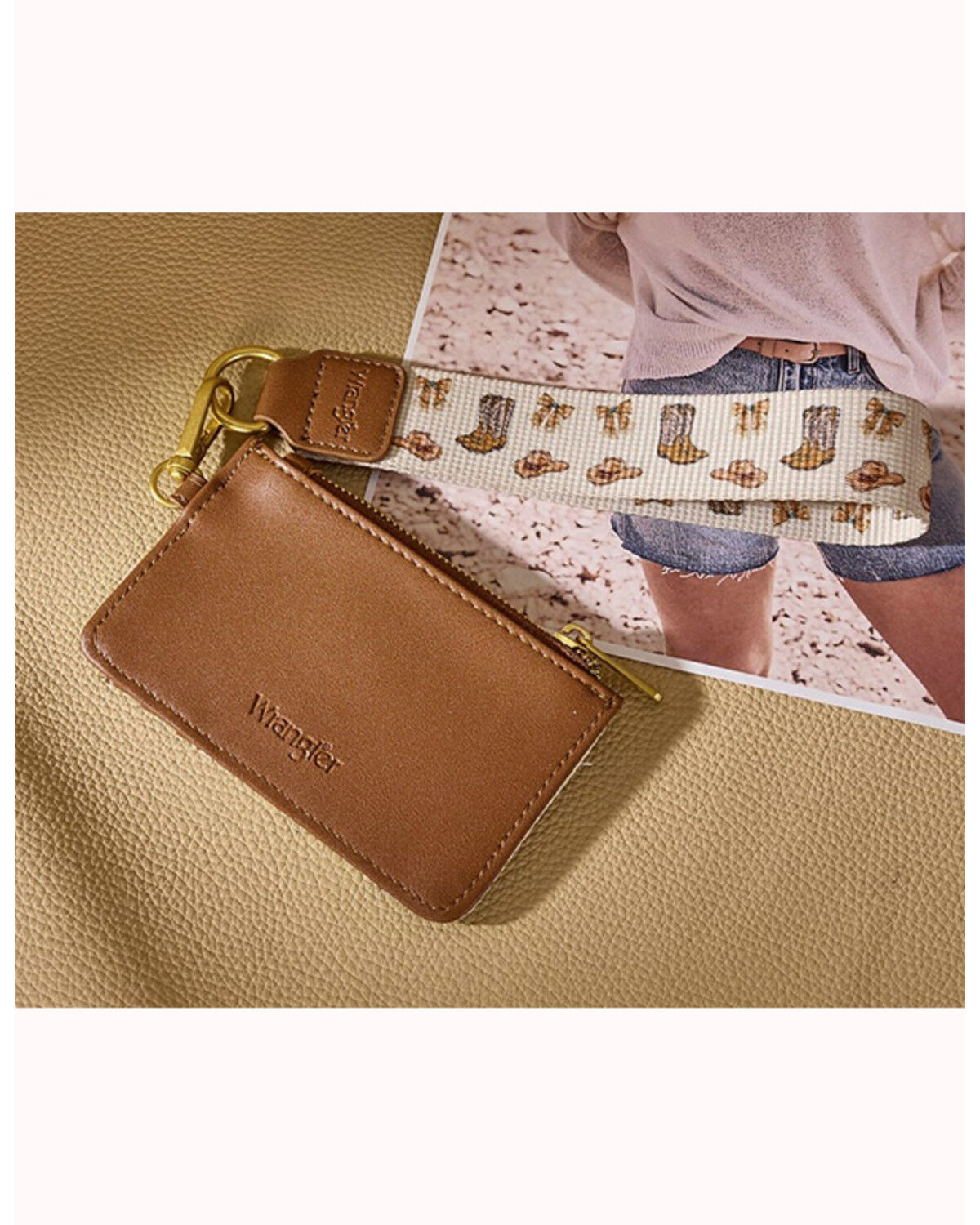 Image #2 - Wrangler Women's Western Print Wallet Wristlet, Tan, hi-res
