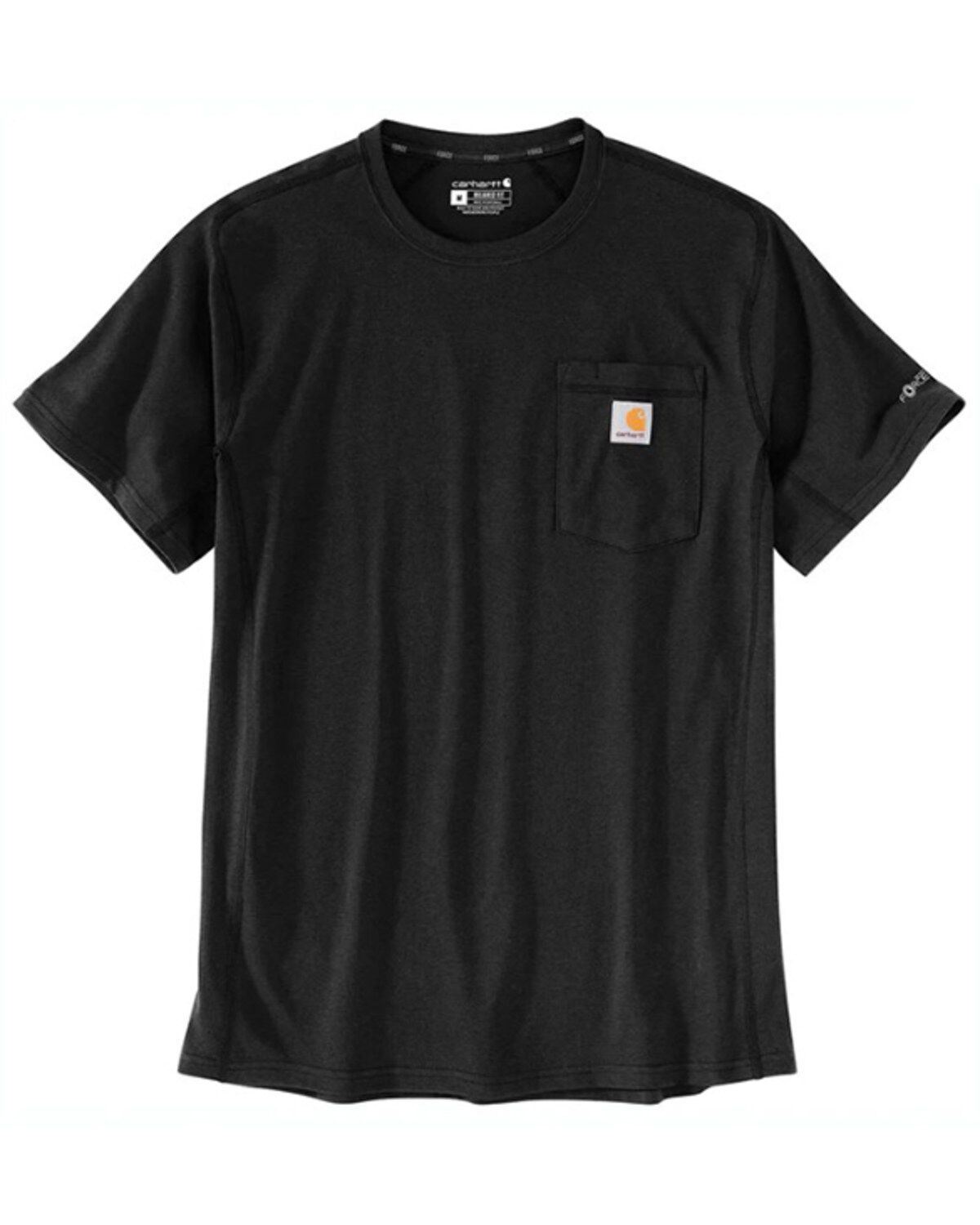 Image #1 - Carhartt Men's Force&reg; Relaxed Midweight Logo Pocket Short Sleeve Work T-Shirt, Black, hi-res