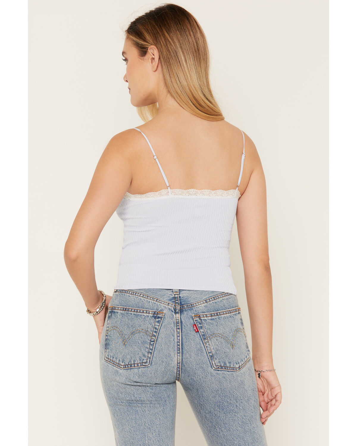 Image #4 - By Together Women's Lace Trim Sleeveless Tank Top, Blue, hi-res