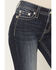 Image #4 - Miss Me Women's Medium Wash Mid Rise Fleur de Lis Pocket 30" Bootcut Stretch Denim Jeans, Medium Wash, hi-res