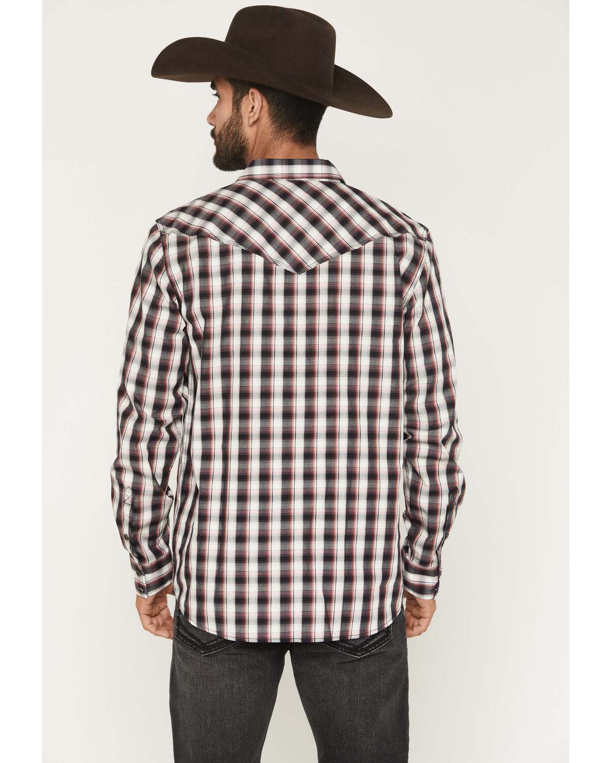 Image #4 - Moonshine Spirit&reg; Men's Tequila Sunrise Plaid Print Long Sleeve Snap Western Shirt, White, hi-res