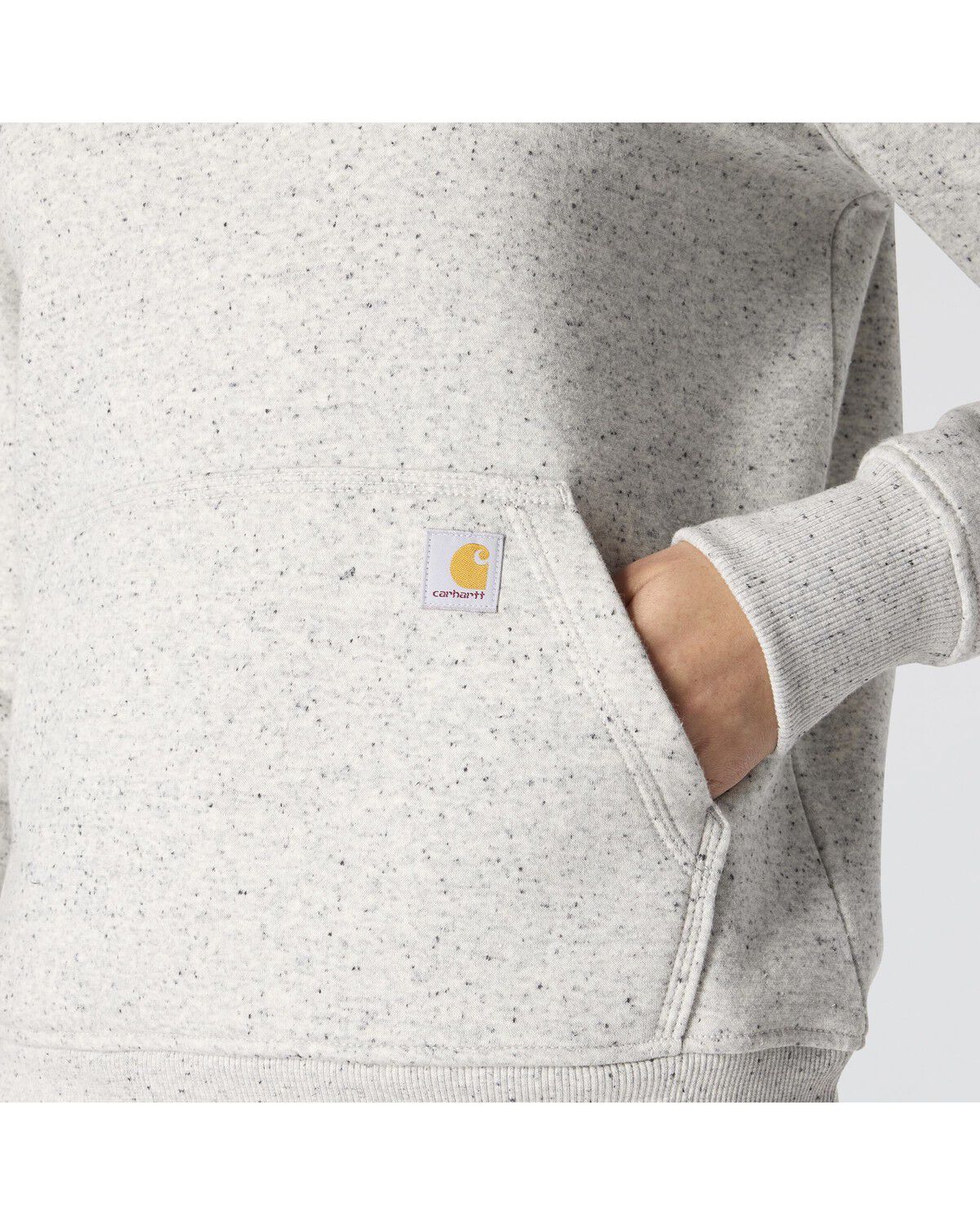 Image #3 - Carhartt Women's Heather Grey Clarksburg Sleeve Logo Hooded Sweatshirt - Plus, Heather Grey, hi-res