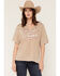 Image #1 - Rock & Roll Denim Women's Cowboys and Whiskey Short Sleeve Graphic Tee, Brown, hi-res