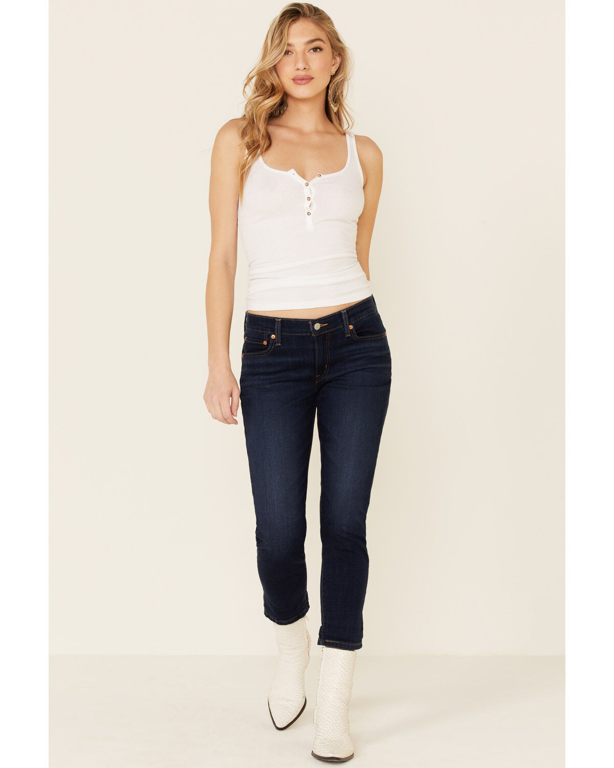 Levi's Women's Dark Wash Cobalt Obedience Boyfriend Crop Jeans, Blue, hi-res