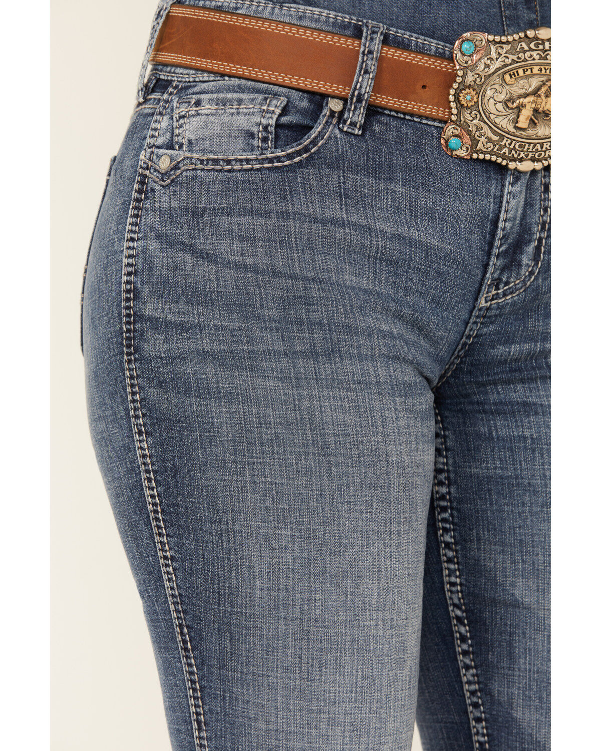 Image #2 - Shyanne Women's Shay Mid Rise Bootcut Performance Stretch Denim Jeans, Medium Wash, hi-res