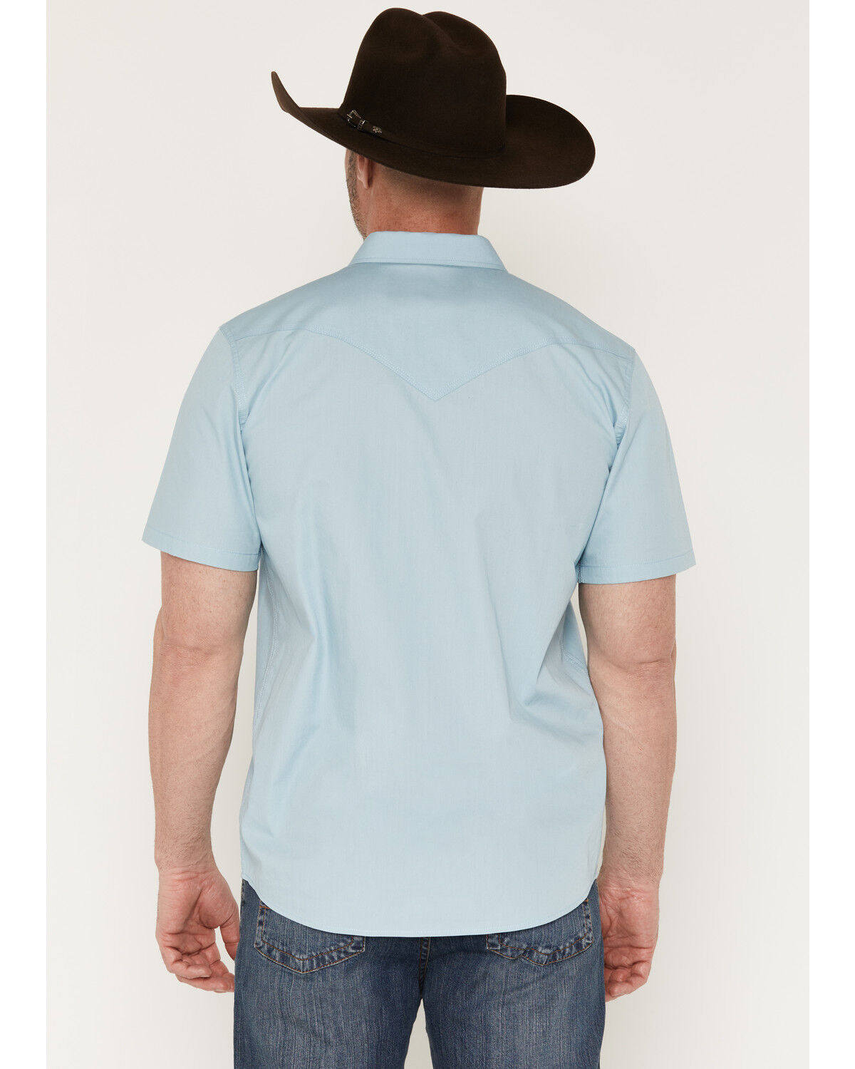 Image #4 - Moonshine Spirit&reg; Men's Gaucho Embroidered Short Sleeve Snap Western Shirt, Light Blue, hi-res