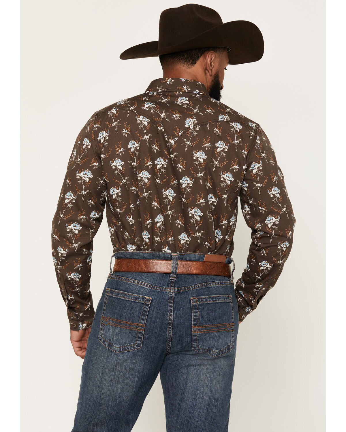 Image #4 - Cody James Men's Night Cap Floral Print Long Sleeve Snap Western Shirt, Brown, hi-res