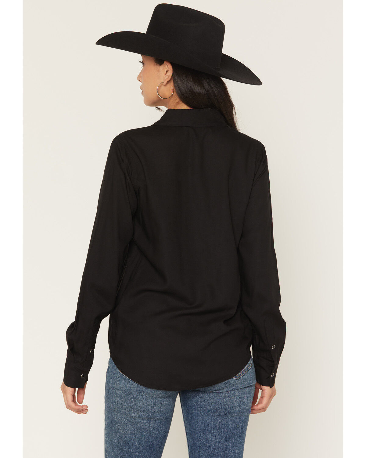 Image #4 - Rock & Roll Denim Women's Boot Stitch Collared Top Long Sleeve Snap Western Shirt, Black, hi-res