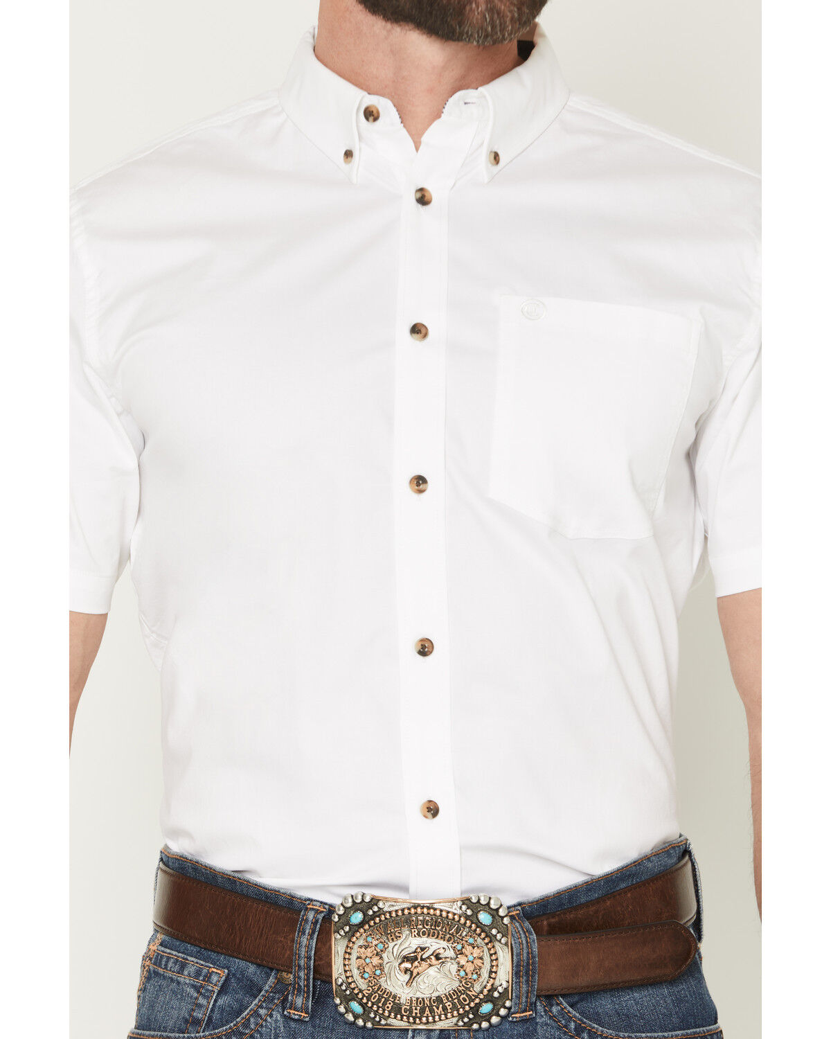 Image #3 - Cody James Men's Basic Solid Short Sleeve Button-Down Stretch Western Shirt - Tall, White, hi-res