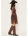 Image #2 - Shyanne Women's Embroidered Mesh Long Sleeve Button Front Mini Dress, Brown, hi-res