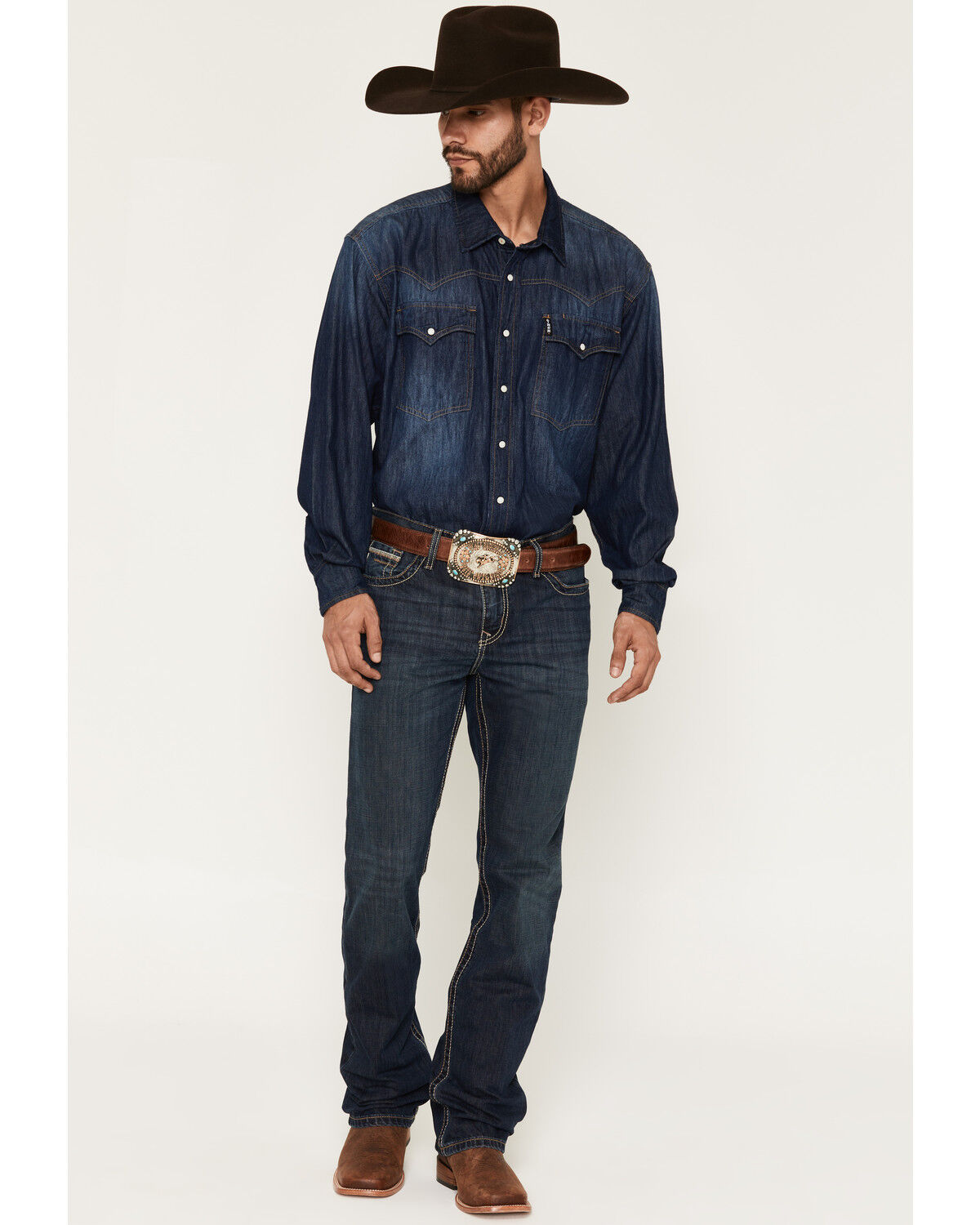 Image #1 - Cinch Men's Ian Rigid Dark Slim Bootcut Jeans, Indigo, hi-res
