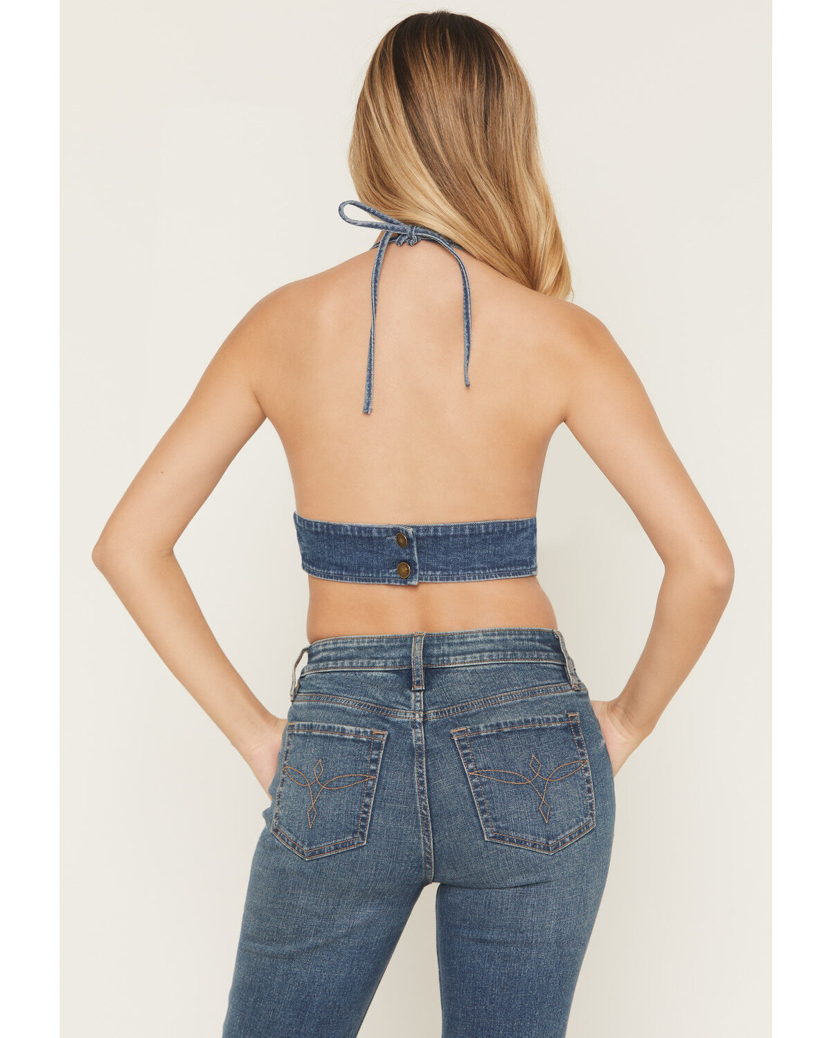 Image #6 - Cleo + Wolf Women's Cleo Medium Wash Denim Bralette, Medium Wash, hi-res