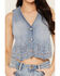 Image #3 - 26 International Women's Embroidered Denim Vest, Blue, hi-res