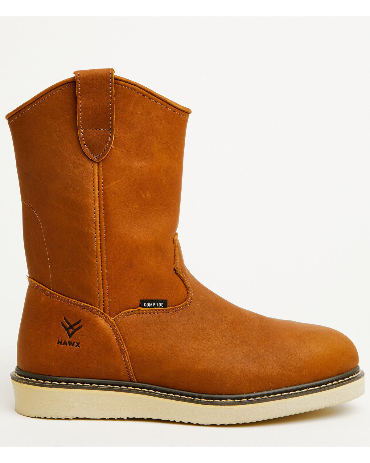 Image #2 - Hawx Men's 10.75" Pull-On Barnyard Leather Work Boots - Composite Toe, Tan, hi-res