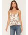 Image #1 - Originality Women's Floral Embroidered Mesh Peplum Tank, Ivory, hi-res