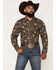 Image #1 - Cody James Men's Night Cap Floral Print Long Sleeve Snap Western Shirt, Brown, hi-res