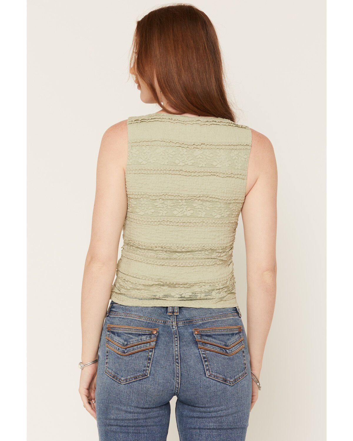 Image #4 - Cleo + Wolf Women's Lace Ruched Tank Top, Mint, hi-res