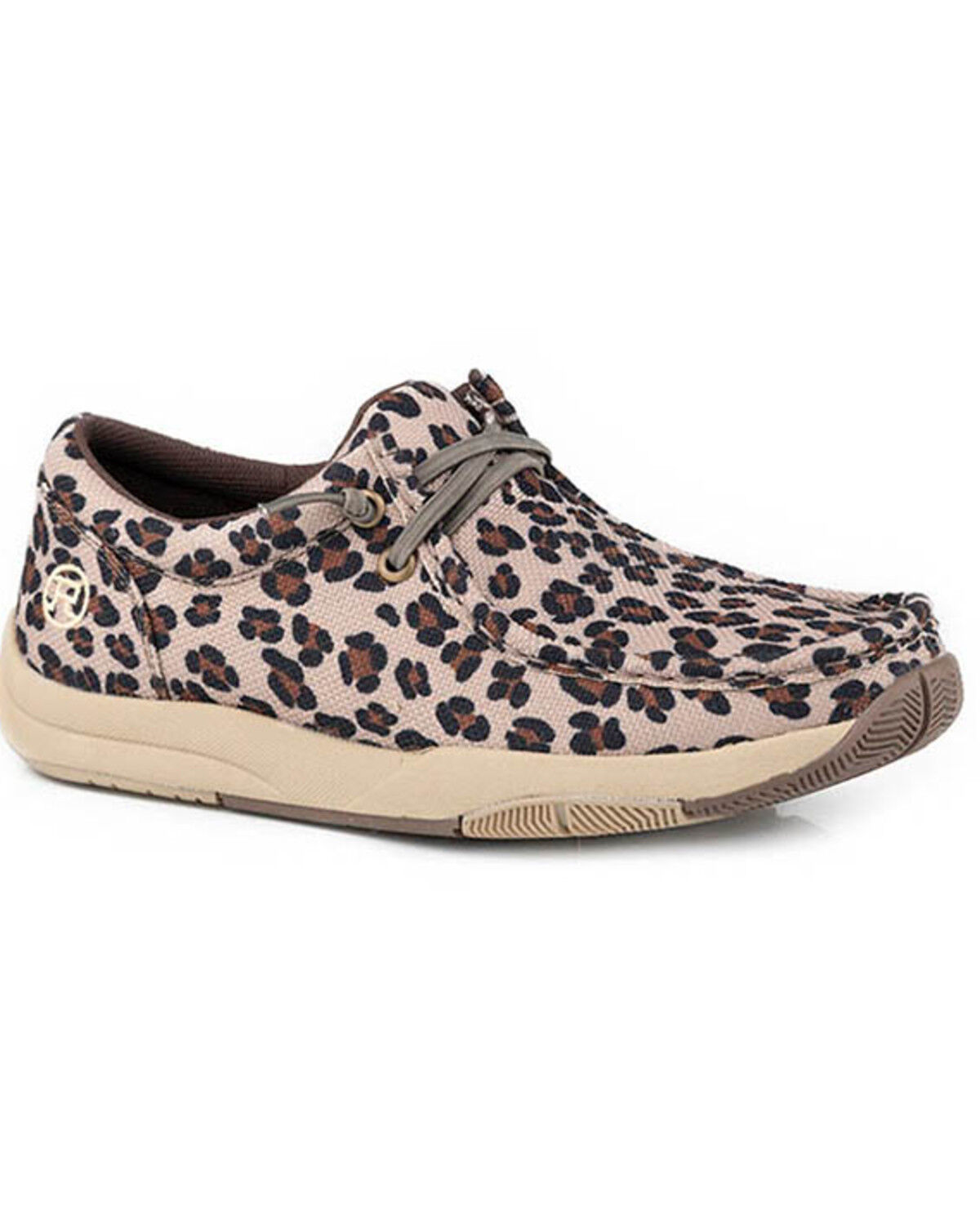 Roper Women's Clearcut Low Leopard Print Casual Shoes - Moc Toe, Tan, hi-res