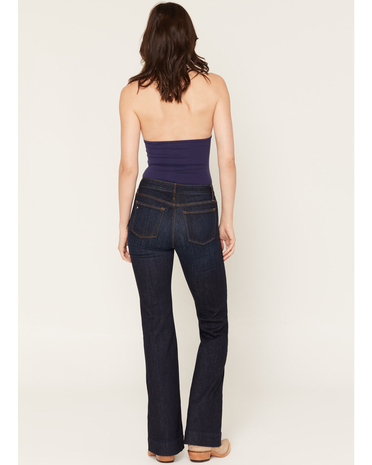 Image #4 - Haala Women's Deep Ocean Dark Wash Bella Trouser Flare Stretch Denim Jeans, Dark Wash, hi-res