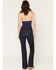 Image #4 - Haala Women's Deep Ocean Dark Wash Bella Trouser Flare Stretch Denim Jeans, Dark Wash, hi-res