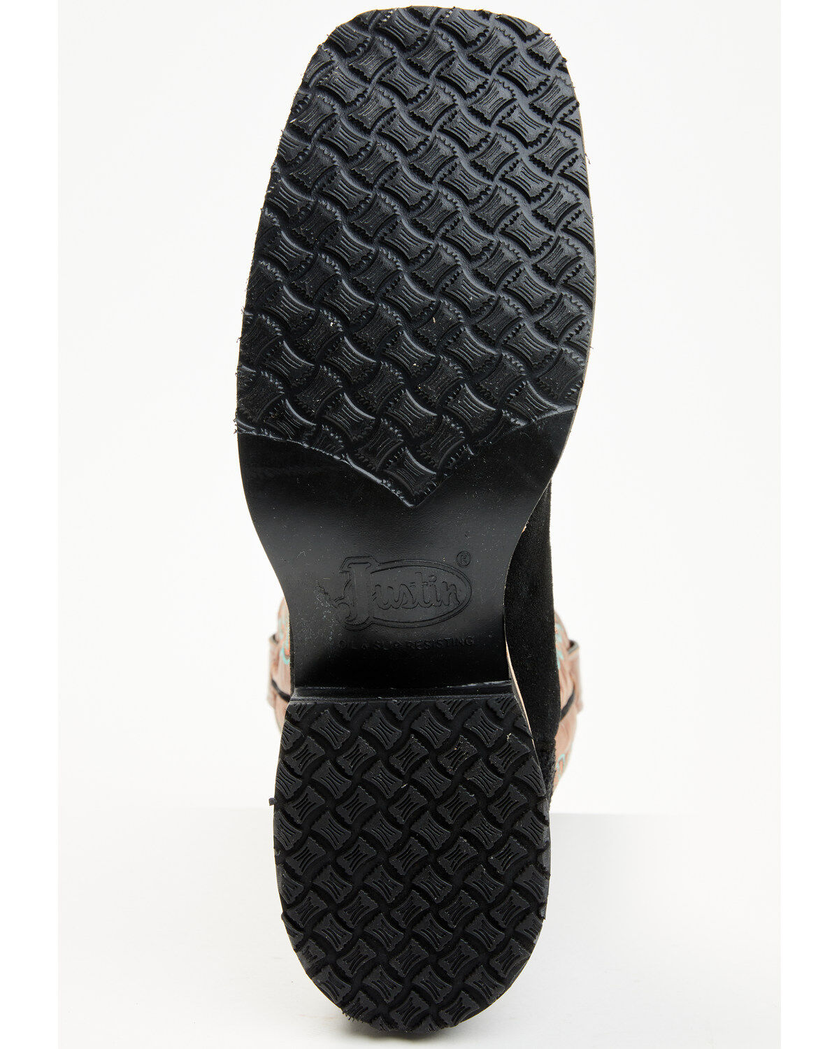 Image #7 - Justin Men's Alamo Roughout Performance Western Boots - Broad Square Toe, Black, hi-res