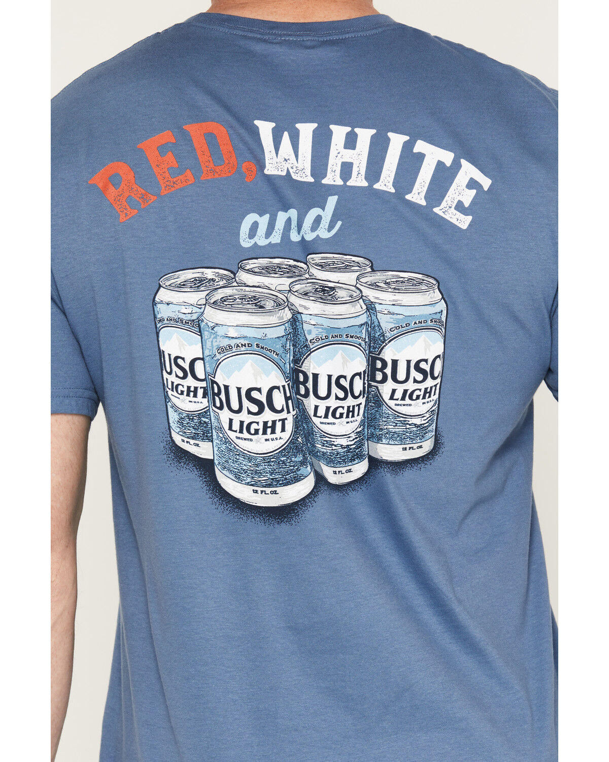 Image #4 - Jedco Men's Red, White & Busch Light Short Sleeve Graphic T-Shirt, Blue, hi-res