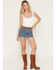 Image #1 - Show Me Your Mumu Women's Dawson Medium Wash Mini Denim Skort, Medium Wash, hi-res