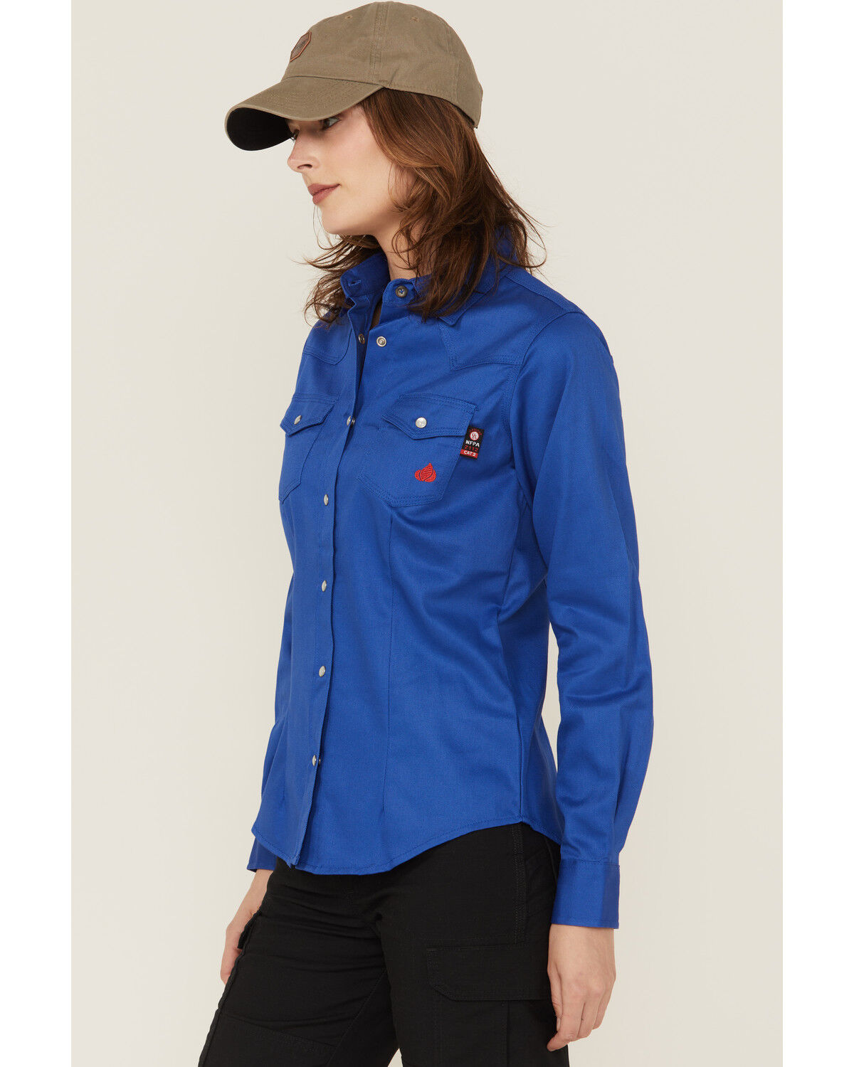 Image #2 - Forge Workwear Women's FR Solid Long Sleeve Snap Stretch Work Shirt, , hi-res