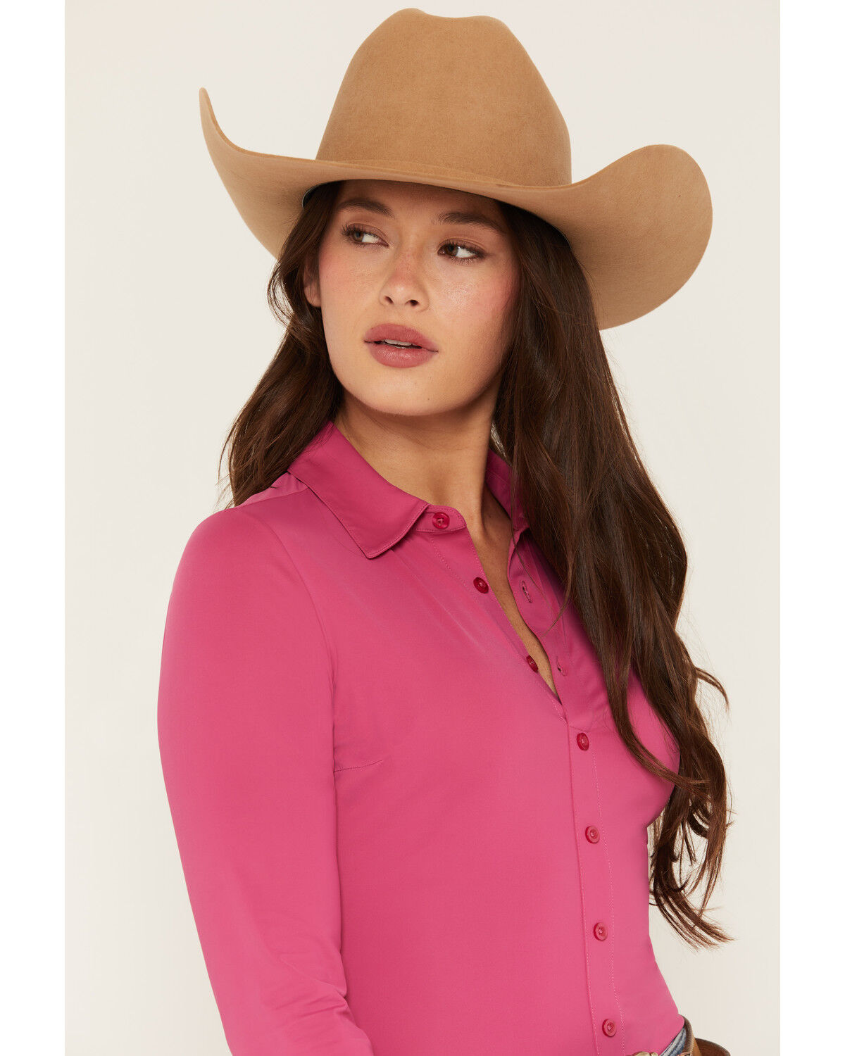 Image #4 - Idyllwind Women's Solid Long Sleeve Pullover Western Riding Shirt, Fuchsia, hi-res
