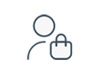 Person outline with shopping bag